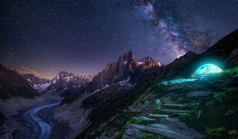 Landscape Photography Nature Milky Way Mountains Glaciers Starry Night