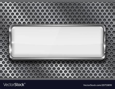 Rectangle White 3d Button With Chrome Frame Vector Image