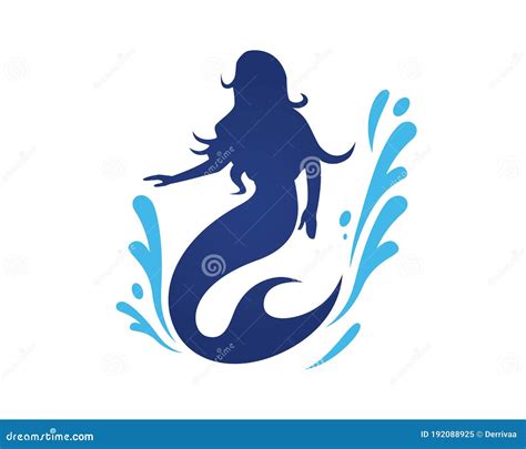 Elegant Mermaid Vector Silhouette Illustration Isolated On White Background Attractive Woman
