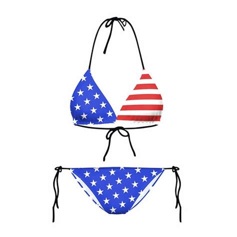 Frcolor 1 Set American Flag Bikini For Women Two Piece Swimsuit Sexy Beach Swimwear