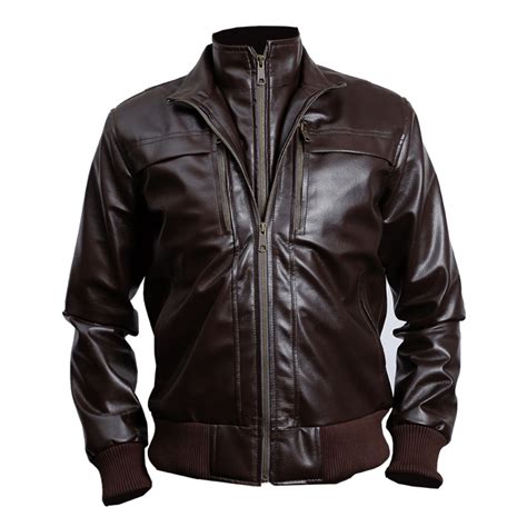 Heavy Brown Bomber Leather Jacket - Jasir Leathers png image