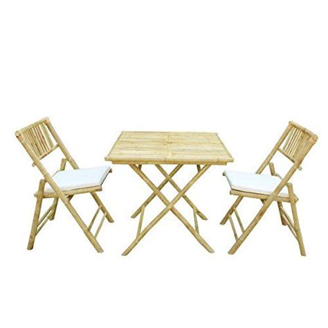 Patio Dining Setmodern Bamboo White Handcrafted Squarefoldable And