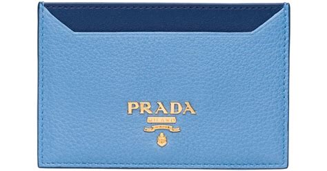 Prada Leather Cardholder In Blue Lyst