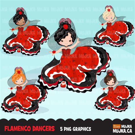 Flamenco Clipart Girl Dancers Version 3 Mujka Cliparts