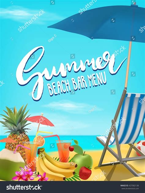 Summer Beach Bar Menu Vector Illustration Stock Vector Royalty Free