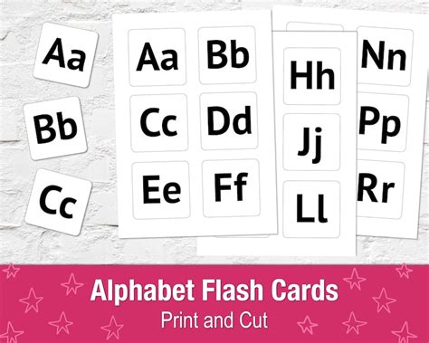Printable Alphabet Flash Cards Pdf A4 Pages With Letters Etsy Uk