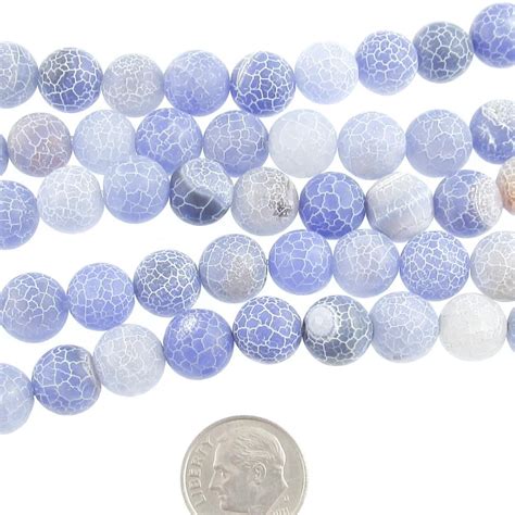 Frosted Crackle Dragon Vein Agate Gemstone Beads Light Blue 10mm 38