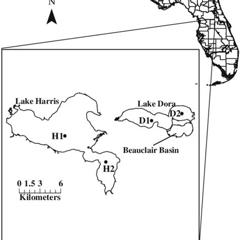 Map Of The Harris Chain Of Lakes Showing The Locations Of Sampling