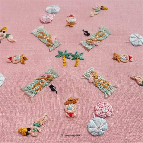 Hand Embroidery DIY PDF Digital Pattern: Pink beach Beginner | Etsy ...