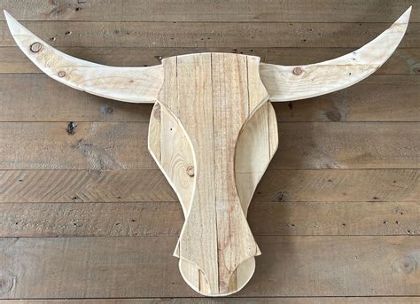 Wooden Bull Head Wall Art Handmade Reclaimed Pallet Wood Etsy Uk