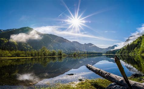 Wallpaper Sunlight Landscape Lake Nature Reflection Fjord Alps