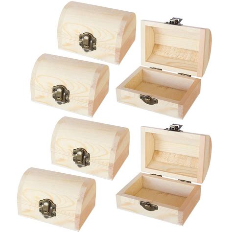 Unfinished Wood Treasure Chest 6 Pack Wooden Treasure Boxes Locking