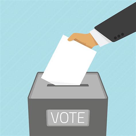 30 mano humana poniendo votación papel en las urnas ilustraciones de stock gráficos