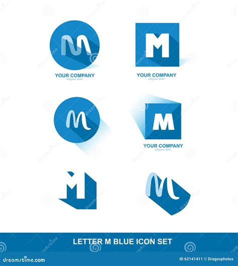 Letter M Logo Blue Icon Set Stock Vector Image 62141411