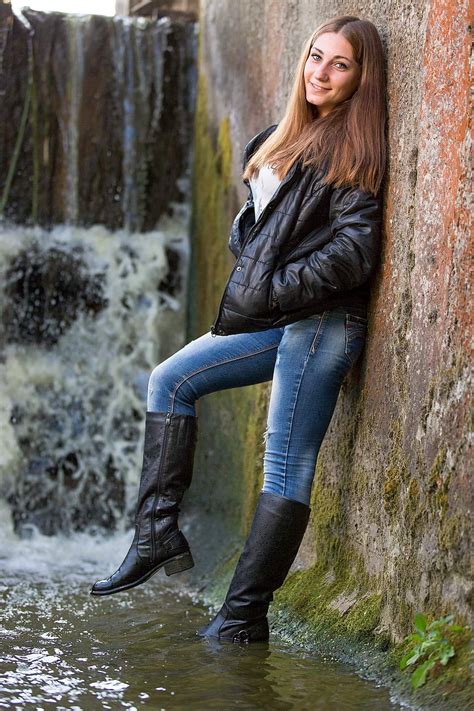 knee boots outfit thigh high boots heels superenge jeans brown leather riding boots leather