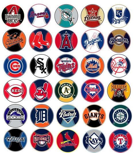 The Major League Baseball Teams Are Depicted In Many Different Colors And Sizes Including One