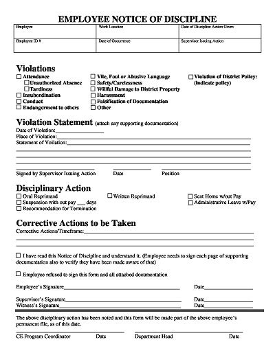 Free Simple Employee Write Up Form Templates PDF Sample Templates