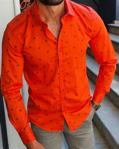 Gentwith Henderson Orange Slim Fit Floral Shirt Gent With