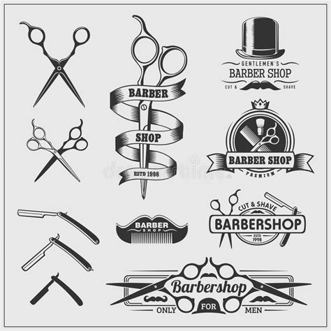 Collection Of Vintage Barber Shop Labels Logo And Design Element