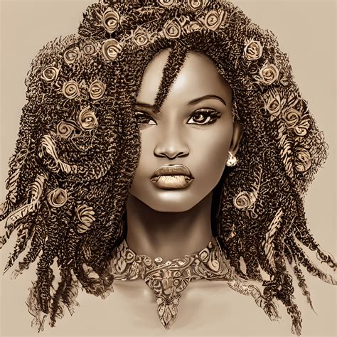 Melanin Queen Dark Skinned Woman With Big Curls · Creative Fabrica