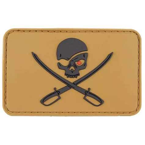Velcro Skull Saber Pvc Patch Tan Wicked Store