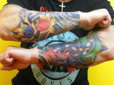 Great Double Japanese Tattoo Sleeves On Forearms Tattooimagesbiz