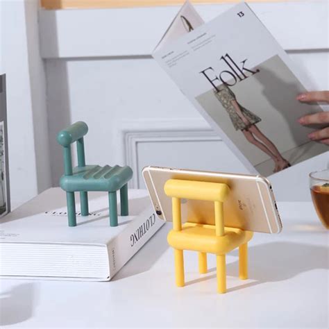 New Design Desk Table Mini Chair Shape Phone Holder Plastic Adjustable