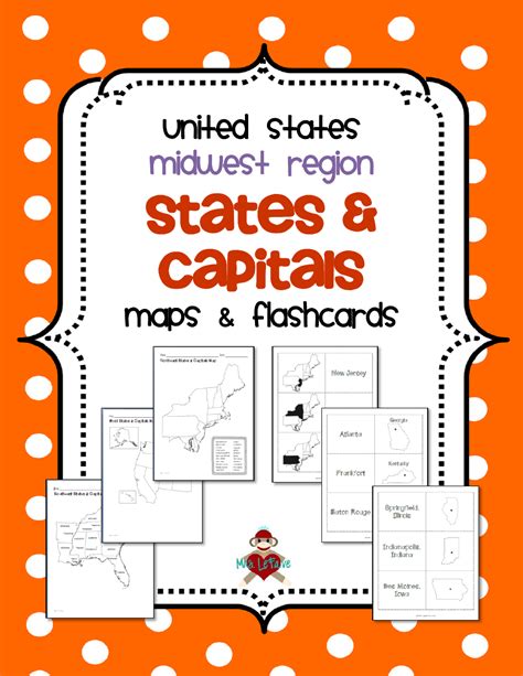 Midwest States And Capitals Map Worksheet And Flashcards Download