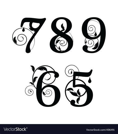 Floral Font Numbers Royalty Free Vector Image Vectorstock