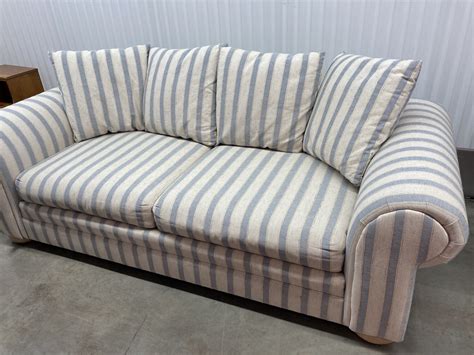 Bluecream Striped Sofa Great Condition 2324
