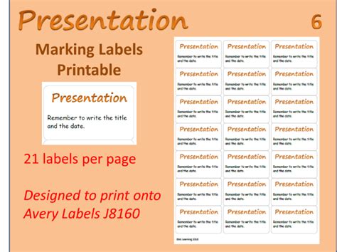 Presentation Adhesive Marking Label Printable 6 Write Title And Date