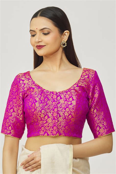 Buy Aryavir Malhotra Pink Brocade Floral Woven Blouse Online Aza Fashions