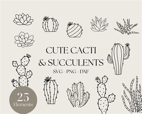 Cactus SVG Succulent SVG Cute Cactus Png Plant SVG Cut Etsy