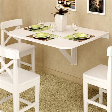 Fasthomegoods Large Wall Mount Drop Leaf Folding Table White Solid Wood 36 X 30 Inches Small