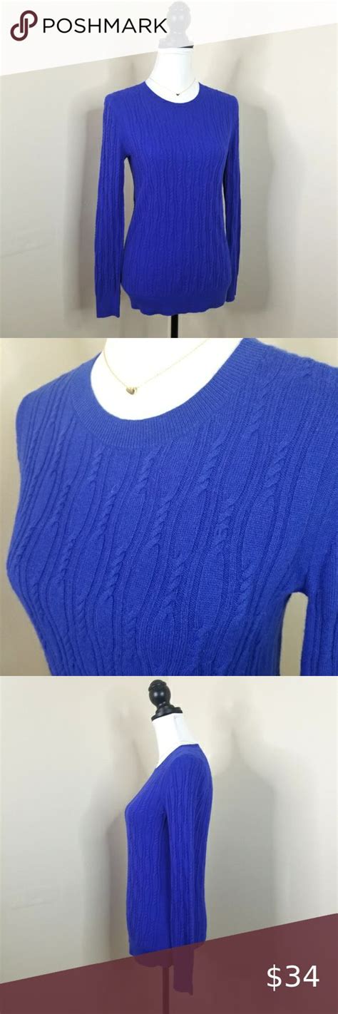 Banana Republic Sweater Cobalt Blue Italian Yarn Cable Knit Classic