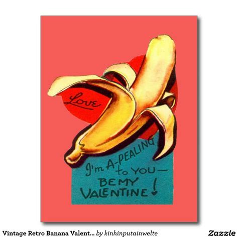 Vintage Retro Banana Valentine Card Zazzle Valentines Cards Vintage Valentine Cards Cute