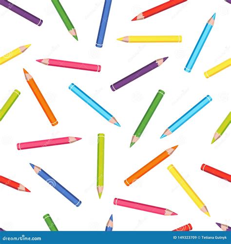 Color Pencils Seamless Pattern Vector Illustration Of School Supplies