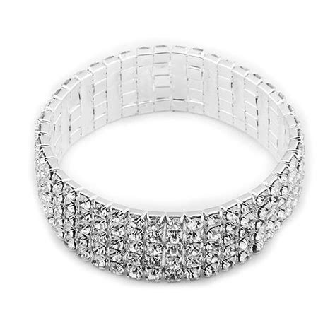 Silver Plated Wedding Rhinestone Bracelet Bangle 16mm Hot In Strand