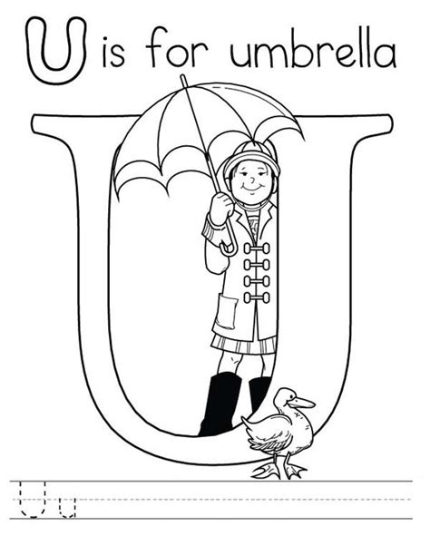 Letter U Is For Umbrella Coloring Page Preschool Kids Bulk Color