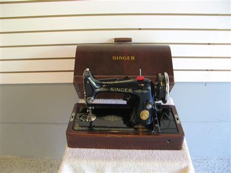 Early S Singer Electric Portable Sewing Machine With Curved Mahogany Curved Case After