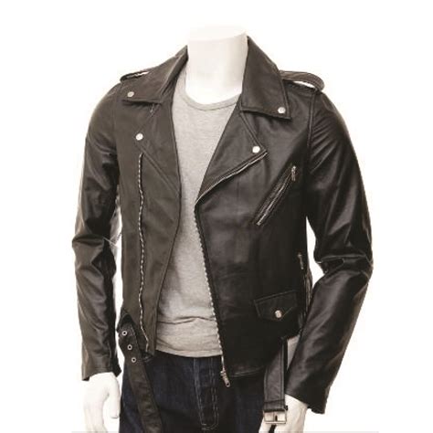 Mens Casual Black Leather Jacket Jeedad