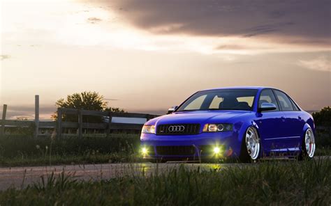 Audi Vehicles Cars Stance Tuning Low Wheels Lights Roads Sky