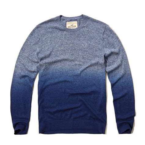 Hollister Cotton Dip Dye Crew Icon Sweater In Blue For Men Lyst
