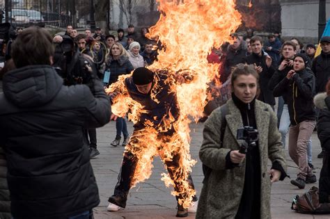 Man sets himself on fire outside Ukraine president's office