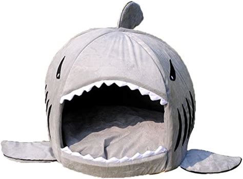 Blabroge 1pc Shark Bed For Small Cat Dog Grey Cave Bed