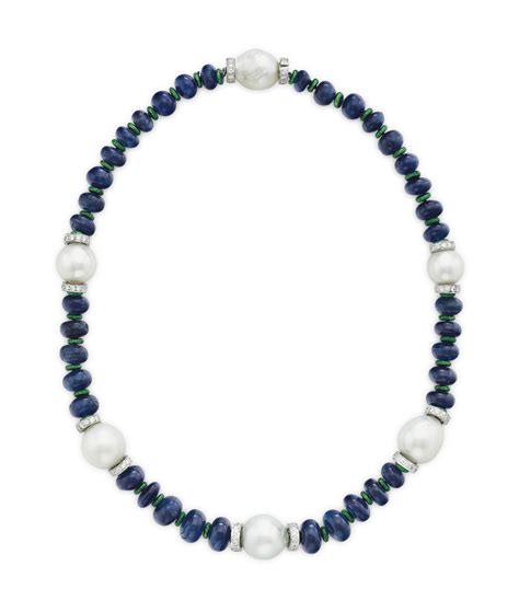 A Sapphire Cultured Pearl And Diamond Necklace By David Webb Christies
