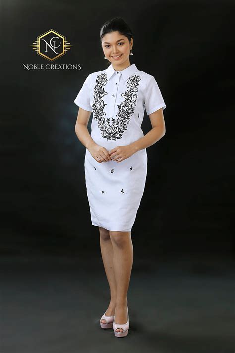 Filipiniana Dress Hand Painted Jusi Barong Tagalog