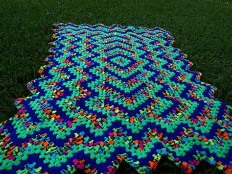 Blacklight Beauty Afghan Crochet Throw Hand Crochet