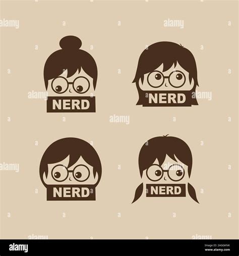 Nerd Geek Girl Cartoon Character Sign Logo Vector Art Stock Vector Image And Art Alamy