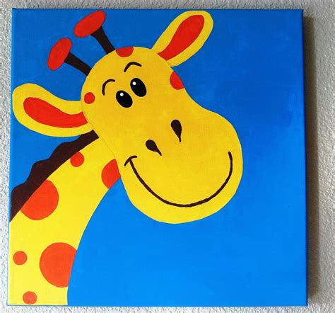 Actually painting on a canvas is similar like playing around with a medium. Cute Canvas Painting | Cute Peekaboo GIRAFFE ...